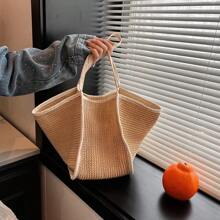 Versatile Woven Straw Shoulder Bag For Women, Large Capacity, Leisure Fashion, Beach Bag, Knitted Designer Bag, Summer