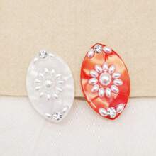 2 piezas de Clip lateral de acetato con estilo de palacio rojo y blanco, accesorio de pelo versátil con perlas