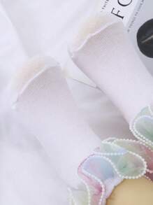 1 Pair Girls Colorful Lace & Pearl Decorated Dance Frilly Socks - Multicolor - View 5