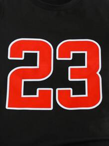 2 Stücke/Set Jungen Lässig Numerisch Grafisch bedrucktes Kurzarm T-Shirt und Shorts Design, bequeme Sommer Kinderkleidung