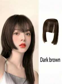 1 pieza Flequillo postizo, flequillo con corte de princesa, accesorio de belleza de cabello sintético en una sola pieza para sienes, estilo bohemio elegante para mujeres