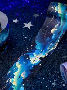 1 Roll Starry Sky Washi Tape, Dreamland Series Decoration Sticker For Scrapbooking/Notebook/Planner/Journal/Cup/Calendar, Creative DIY Collage & Decor Material Back To School - Multicolor - View 3