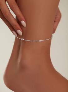 S925 Sterling Silver Dainty Waterproof Feet Bracelet 18k Gold Plated Adjustable Stackable Link Anklets Ankle Bracelets For Women Beach Jewelry - Anklet - View 4