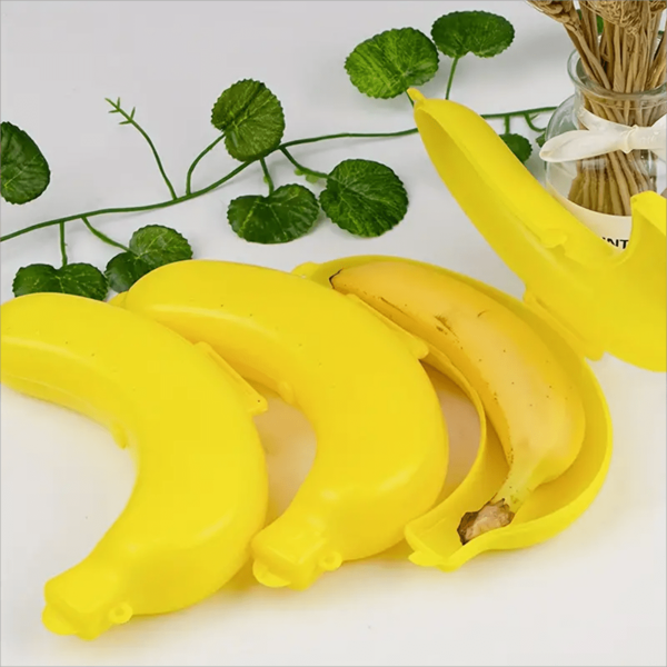 1 pieza Estuche protector portátil para plátanos, contenedor de almacenamiento de frutas de plástico reutilizable con tapa abatible, caja conservadora con forma de plátano para viajes, sin necesidad de electricidad, útiles escolares