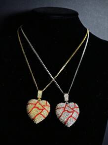 45/50cm Cuban Chain Necklace For Women With Heart Pendant, Fashion Gift Suitable For Daily Wear