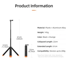 TELESIN 4 In 1 Selfie Stick Floating Hand Grip Tripod Waterproof Extendable Selfie Monopod For GoPro Hero 13, 12, 11, 10, 9, 8, DJI OSMO Action 5 Pro 4 Insta360 Ace Pro 2 And Most Action Camera