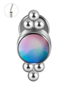 1PC Stainless Steel16G Flash Cz Labret Lip Ring Threadless Flash Cluster Ear Cartilage Tragus Helix Daith Piercing Jewelry - steel color - View 24