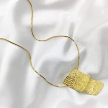 1PC/Stainless Steel Block Necklace DIY Geometric Rectangular Ornament Pendant Collarbone Chain - Rectangle Necklace - View 2