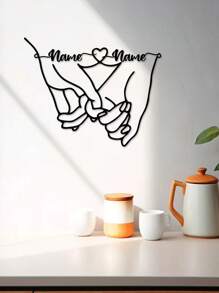1 pieza Personalizado arte de pared de metal de pareja - Personalizable con nombre, fecha, contenido de texto - Diseño retro de amor y manos de pareja unidas, diseño de corazón infinito, decoración de pared de logo infinito - Perfecto para regalo de boda, aniversario, San Valentín, compromiso, Día de la Madre - Adornos, decoración del hogar, decoración de pared, decoración de habitación, decoración de sala de estar, decoración de dormitorio, decoración de baño, decoración de cocina, decoración de la casa, personalizado