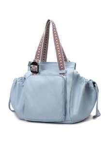 1pc Multifunctional Mom Bag, Large Capacity Tote Bag & Backpack, Unisex Style, Essential For Daily Use, Shopping And Travel, Note: Shoulder Strap Color Random - Blue - View 4