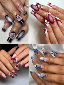 Lily Flowers Nail Carving Mold Relief Hibiscus Flowers Petals Pattern Design Template Diy Nail Art Demoulding Tool - Clear - View 6