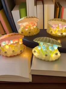 1个贝壳郁金香夜灯，内含20朵郁金香，手工DIY创意设计，电池供电，适用于客厅、卧室装饰、婚礼、桌面摆设、派对及节日装饰，精致的生日礼物 - 彩色 - 查看 3