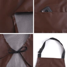 Stylish Chef's Choice: , Waterproof & Oil-Resistant PU Leather Apron With Adjustable Waist & Stripe Design - Multicolor - View 5