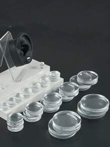 一对亚克力耳塞白色和黑色和透明大号耳朵拉伸器大号马鞍形肉道扩张器 3-50 毫米身体穿孔首饰