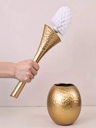 Gold High Level Cleaning Brush, Toilet Brush With Base, Long Handle Household Brush, Suitable For Bathroom, Toilet Bathroom Decor Summer