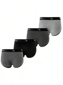 4pcs/Pack Men's Breathable Comfortable Solid Color Elastic Briefs, Suitable For Daily Wear