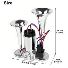 New 12V 600DB Dual Trumpets Electric Horn Super Loud Air Horn Car Horns Kit With Compressor Replacement For Truck Boat Train Speaker Cars Van Ship Chrome