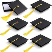 3/6pcs Graduation Gift Box - Black And Gold Tassel Hat Gift Box