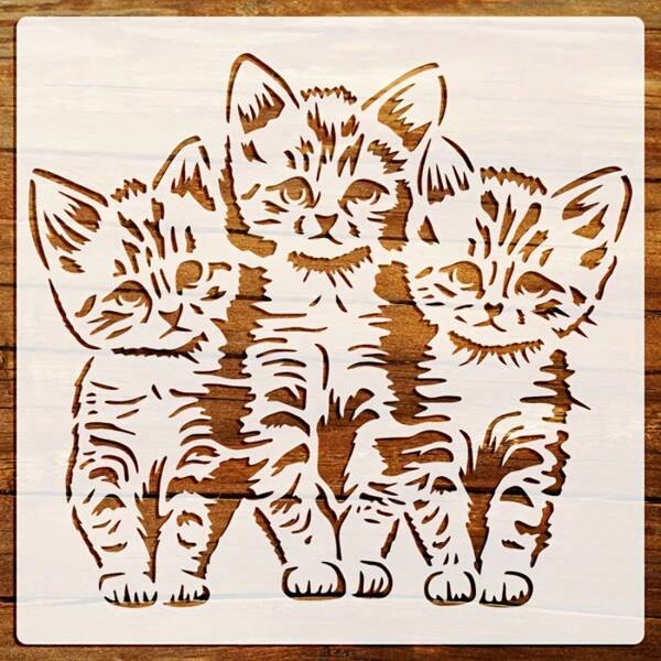 Cat Painting Stencil, 7.9x7.9 Inch Reusable Stencil For Wooden Signs, Furniture, Wall Canvas, Fabric Decor, Photo Frames, DIY Crafts