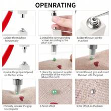 Máquina De Instalación Manufacturado De Perla Faux, Máquina De Fijación De Remaches Con 1000 Unidades En 5 Tamaños De Perlas De Imitación Redondas Y Remaches De Perlas De Imitación Para Sombreros / Zapatos / Ropa / Bolsos - Beis - Ver 6