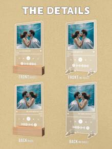 Luz de noche retroiluminada personalizada con foto y música, regalo personalizado para familia/amigo/novia/novio/mamá/papá, decoración del hogar, aniversario. 1 pieza multifuncional, ornamental, reutilizable, exquisita, elegante, linda, de alta calidad, personalizada, única, regalos ideales para el Día de San Valentín, decoración del Día de San Valentín, cumpleaños, graduación, multifuncional, de alta calidad, para aniversarios, para el Día de la Madre, para cumpleaños, para bodas, para inauguración de la casa, decoración del hogar, artesanías personalizadas, ambiente cálido, renovación otoñal del hogar, decoración navideña