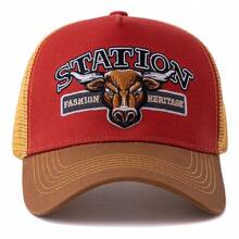JZML 1pc Men's Letter & Bull Embroidered Trucker Hat
