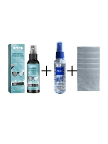 100ml Eye Cleaner, 60ml Two Styles Of Glasses Cleaner, Equipped With Special High-Elastic Glasses Cleaning Cloth, Easy To Carry When Going Out, Party, Outing, Business Trip, Camping, Life, Beach Leisure, Anti-Fog Spray For Glasses, And Lens Cleaning Spray For Clear Vision.(New And Old Models Are Shipped At Random.)