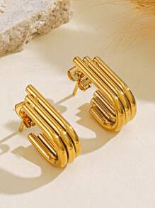 1 par de pendientes geométricos asimétricos en capas de acero inoxidable con líneas