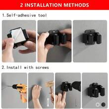 2/4/6/8//12 Pcs Broom And Mop Holder, Broom Holder Wall Mount, Heavy Duty Garden Tool Organizer Rack Rake And Shovel Handle, Stainless Steel Mop Hanger. Wall Mounted Utility Rack With Screws