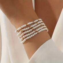 1pc French Vintage Style Multi-Layer Handmade Beaded Bracelet For Women, Suitable For Daily Wear And Party, Wedding, Holiday Gifts