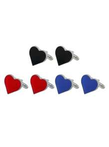 1 Pair Heart-Shaped Resin Cufflinks, Red, For Wedding Party & Formal Occasions