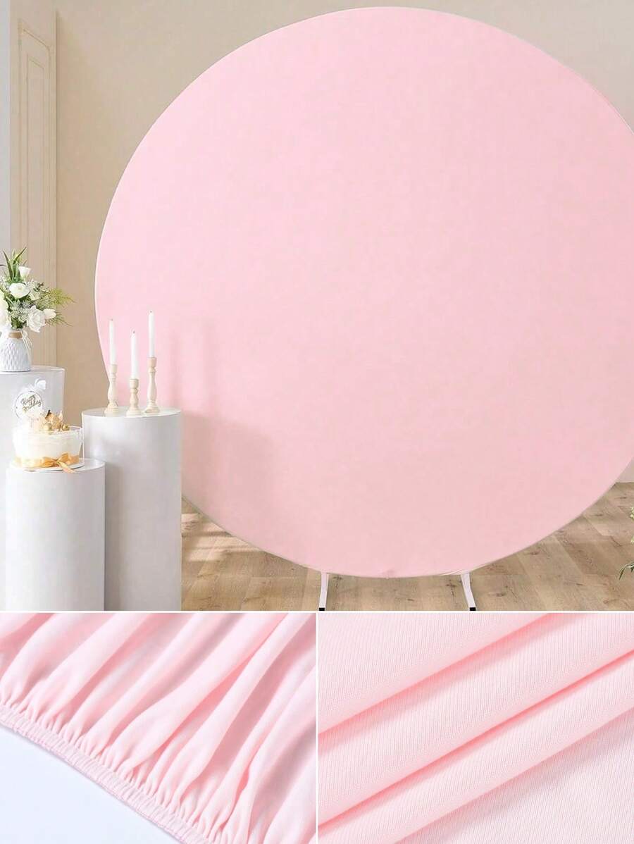 1 tấm phông nền hình vòm tròn màu hồng, vải co giãn kèm dây chun, đường kính 120/150/180/200/220cm, thích hợp cho đám cưới, tiệc sinh nhật, trang trí phòng, phông nền chụp ảnh tròn màu trắng ngà cho giá đỡ tròn, trang trí phông nền chụp ảnh cưới, sinh nhật, họp mặt gia đình, tiệc Giáng sinh, tiệc năm mới, trang trí nhà cửa, trang trí phông nền phòng.