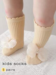 1 Pair Toddler Girls' Bow Decor Anti-Slip Princess Socks For Indoor Crawling & Trampoline Use, Spring/Summer - Multicolor - View 13