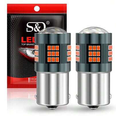 S&D 2 حبة لمبة ليد 1156 BA15S P21W 1157 BAY15D P21/5W, لمبة ليد 1156 BAU15S PY21W، لمبة إشارة انعطاف السيارات 12 فولت باللون الأحمر