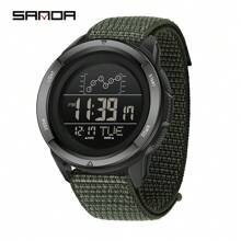 SANDA. SANDA Electronic Watch Nylon Strap Digital Display Multifunctional Alarm Clock Student Watch Waterproof Military Sports Watch
