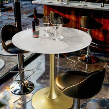 Dining Table Round Kitchen Table Marble: White Dining Table Small Scandinavian Dining Table Diameter 76 Cm Round Table Luxury High Gloss Tables For Dining Room Restaurant Cafe Gold Metal - Black and White - View 7