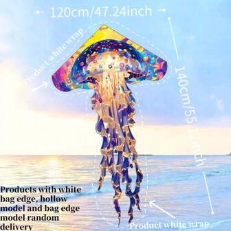 2025 Hot Selling New Colorful Jellyfish Kite, 3D Cut! The Product Has A White Border, With Random Delivery Of Hollow And Bordered Styles. Flies Easily In Light Wind, Popular Cartoon Jellyfish Kite With Long Tail. New Year Special, New Year Gift!