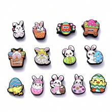 5pcs Easter Eggs Silicone Beads, DIY Jewelry Making Accessory, Cartoon Rabbit Pen, Keychain Spherical Silicone Beaded Charm