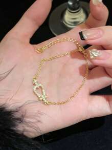 Sparkly Horseshoe Decor Zirconia Bracelet, Minimalist Design, And Versatile Accessory