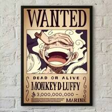 ONE PIECE 1/2/3/6件套复活节流行卡通海报印刷帆布墙画，适用于卧室、客厅、酒吧、咖啡厅、入口处，无框墙面装饰