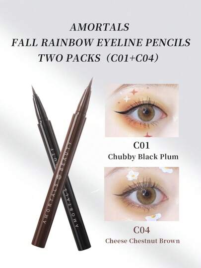 Amortals 2支装眼线笔套装，棕色+黑色，0.01mm超细笔尖，防水防汗防晕染持久显色，亲肤哑光妆效，顺滑易上妆，适合新手、化妆师、送礼、约会、婚礼、圣诞节、冬季、万圣节、感恩节、毕业典礼、生日、节日、春秋季、Y2K、时尚达人、化妆品品牌、美容、派对、海滩、旅行、露营、校园、庆典、装饰、玫瑰女孩、角色扮演、高级彩妆必备品