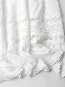 女士高腰镂空蕾丝设计优雅甜美 A 字裙 - 白色 - 查看 6