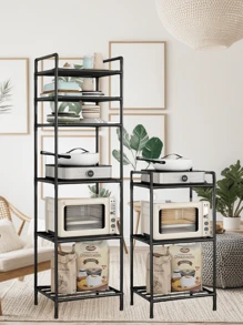 1 chiếc kệ đựng đồ bằng kim loại cải tiến, kệ sắp xếp đồ dùng phòng tắm, kệ để chân bồn rửa, kệ nhiều tầng đứng độc lập cho phòng tắm, nhà bếp, văn phòng, phòng học, phòng khách, quà tặng ngày lễ cho phòng tắm - Nhiều màu - Xem 2