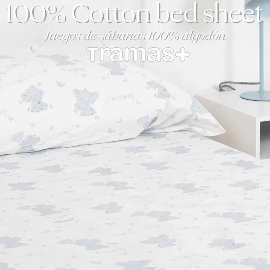 Tramas+ 100% 純棉床單套件，柔軟透氣，3/4 件套，含床單、床單和枕頭套，各種尺寸可選，經 Oeko-Tex 認證，西班牙（半島）24/72 小時快速送貨 - 天象 - 查看 1