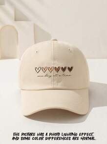 1pc High-Quality Printed Heart & Gradient English Letter Baseball Cap, Suitable For Casual Outdoor Wear, Simple, Personalized, Fashionable, Versatile, UV Protection, Breathable, Adjustable, Convenient, Travel, Gift For Friends, Family, Lovers, Valentine's Day Gift, Birthday Gift (Actual Color May Vary)