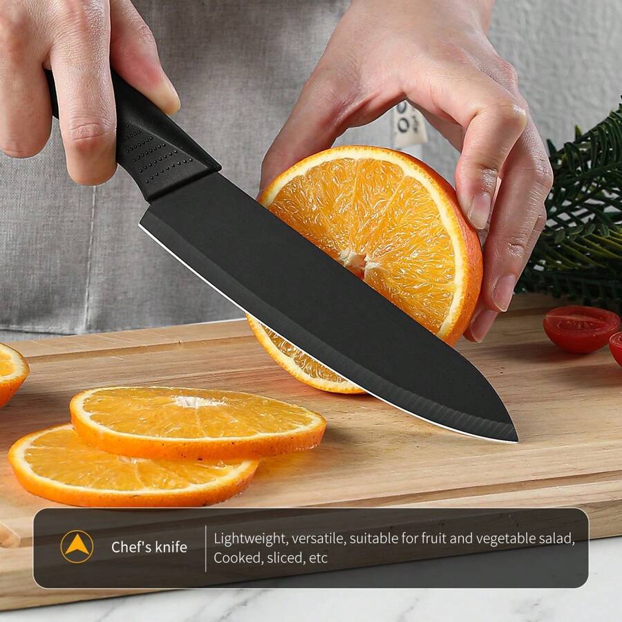 Stainless Steel Black Blade Sharp Chef Knife [Includes Knife Sheath], Home Kitchen Professional Cooking Knife For Meat, Vegetables, Fruit Cutting