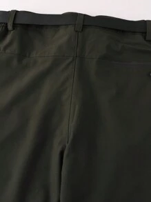 LEDUNTINO 【春夏】男士时尚休闲户外可拆卸长裤 弹力运动快干 纯色（绿灰色） 男友礼物 春秋季男士薄款裤子 多口袋 字母印花下装 - 軍綠色 - 查看 4