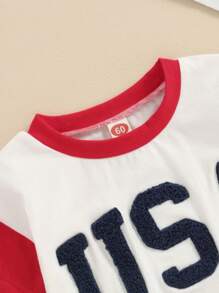 4th Of July Baby Boy Girl Outfit Newborn Infant Bubble Romper Short Sleeve Fourth Of July American Flag Summer Bodysuit - trắng - Xem 4