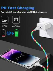 Câble de chargeur de téléphone lumineux, câble de chargement multicolore à LED RVB avec éclairage progressif, câble de chargement rapide USB C, câble chargeur universel 3 en 1 adaptateur micro USB Type-C 1 m / 2 m