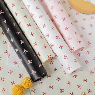 5pcs Floral Print Wrapping Paper With Bow, Garment, Shoe Box Lining, Gift Wrap Decor Paper Back To School Valentine Day